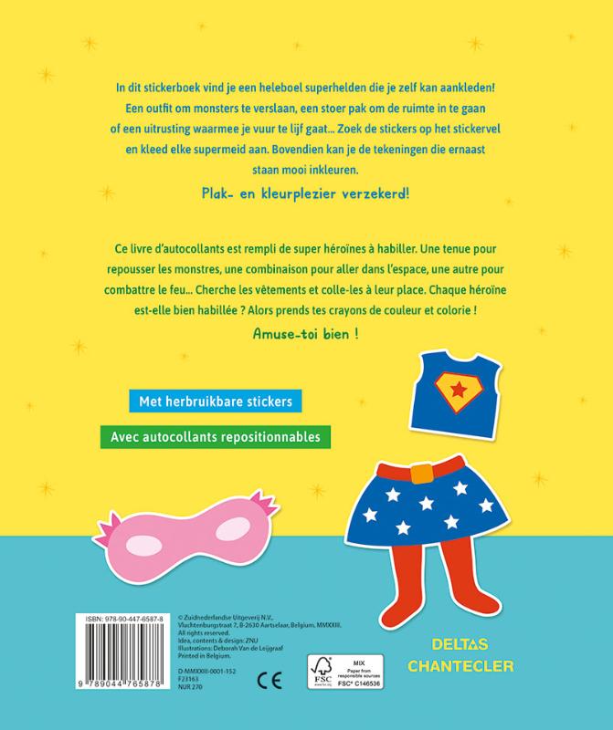 Achterkant van Super girls Sticker Fun - Aankleedpoppen / Super girls Sticker Fun - Poupées à habiller