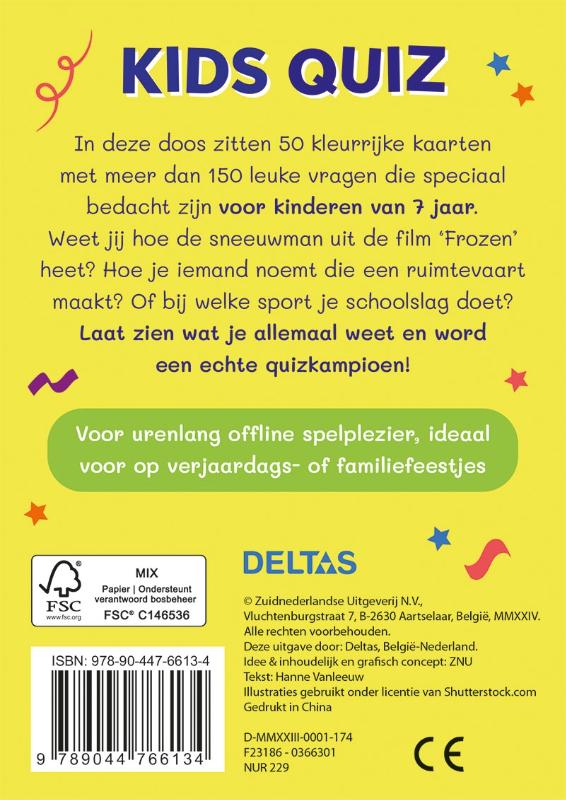 Achterkant van De allerleukste kids quiz (7 jaar)