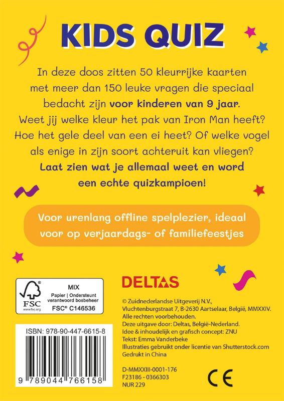 Achterkant van De allerleukste kids quiz (9 jaar)