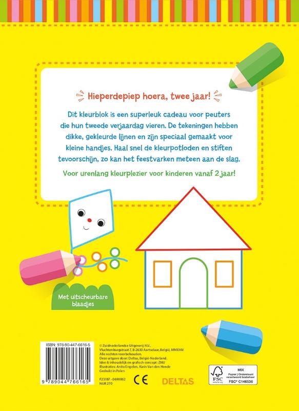 Achterkant van Hoera, 2 jaar! Kleurpret voor kleine handjes