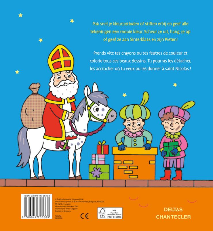 Achterkant van Sinterklaas kleurblok / Saint-Nicolas bloc de coloriage