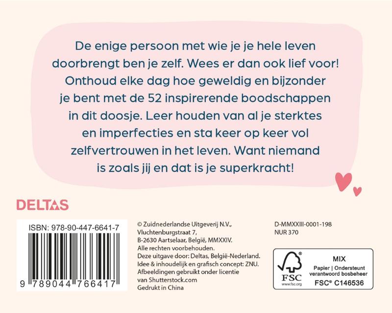 Achterkant van Hou van jezelf inzichtkaarten