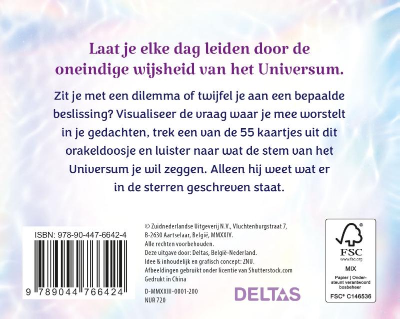 Achterkant van Vraag raad aan het universum