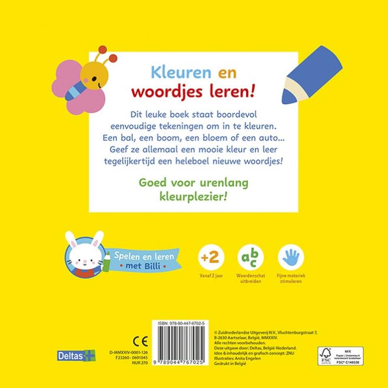Achterkant van Mijn allereerste kleurboek met woordjes