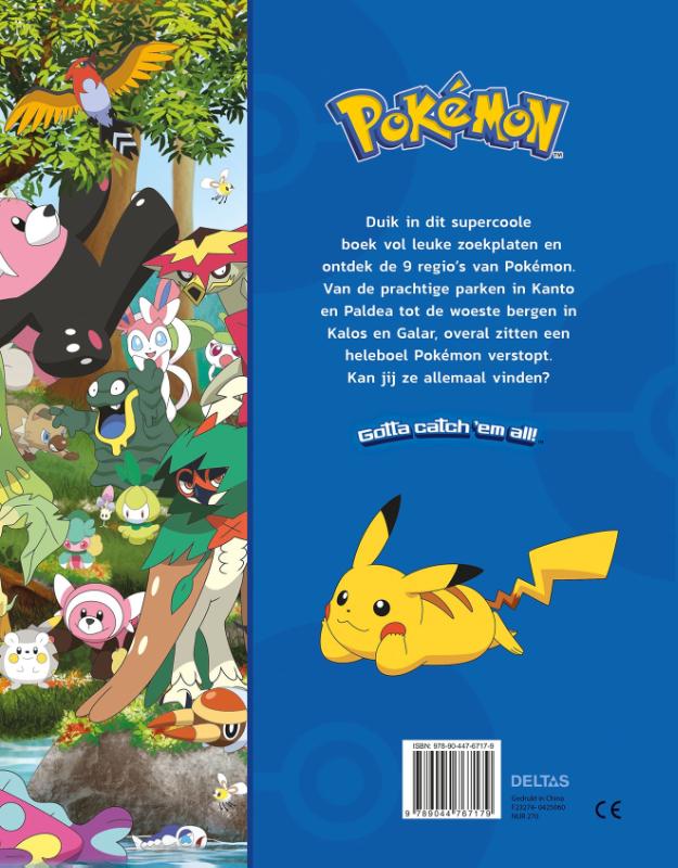 Achterkant van Pokémon het leukste kijk- en zoekboek van Kanto tot Paldea