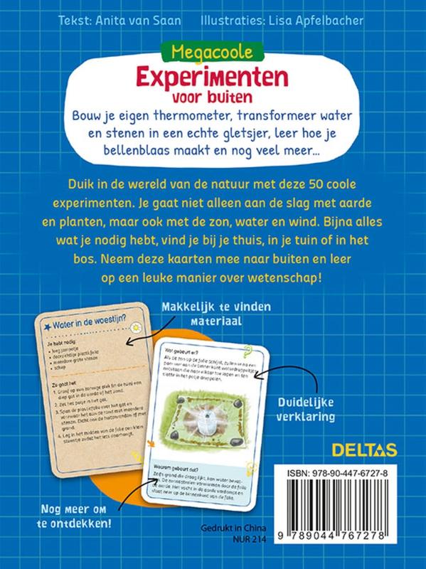 Achterkant van Megacoole experimenten voor buiten