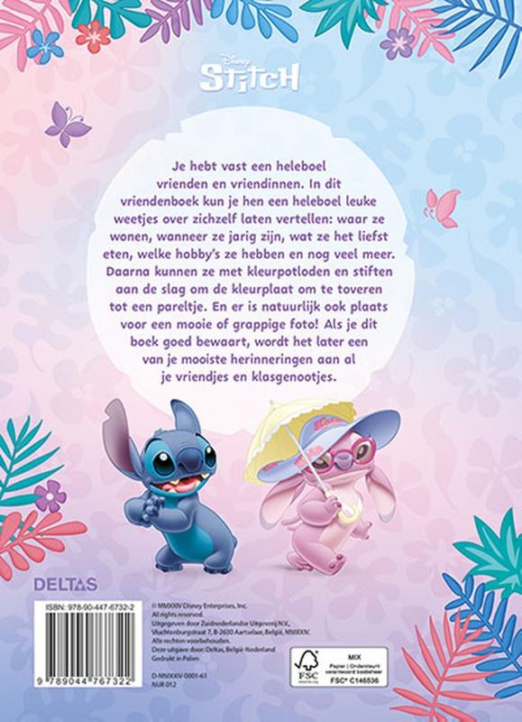 Achterkant van Disney Stitch vriendenboek