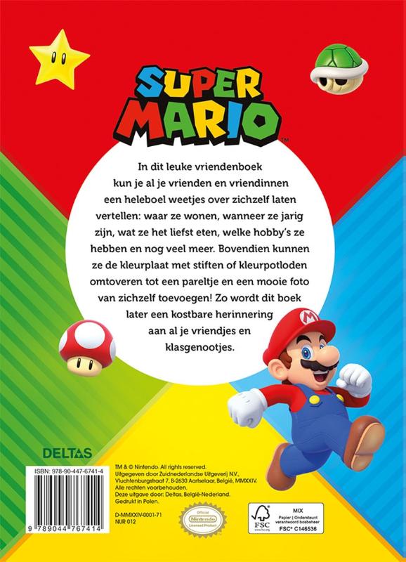 Achterkant van Super Mario vriendenboek