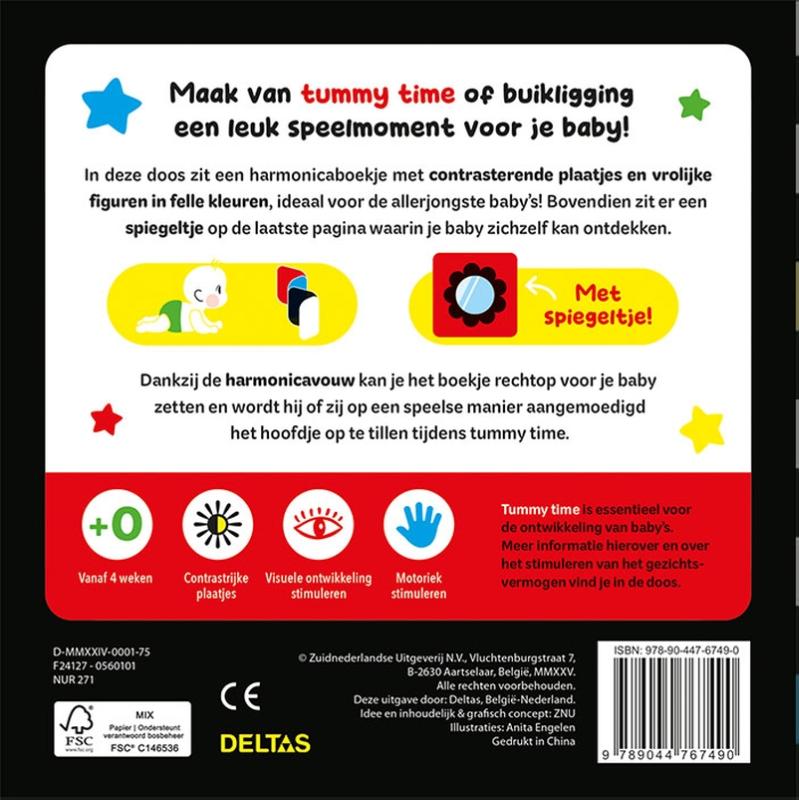Achterkant van Hello Baby Tummy time