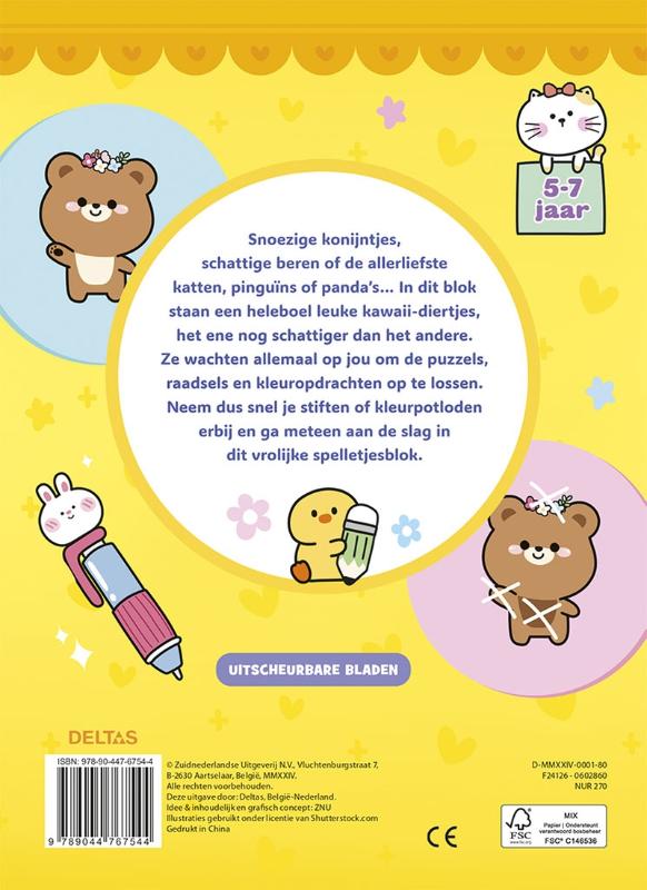 Achterkant van I love Kawaii Spelletjesblok