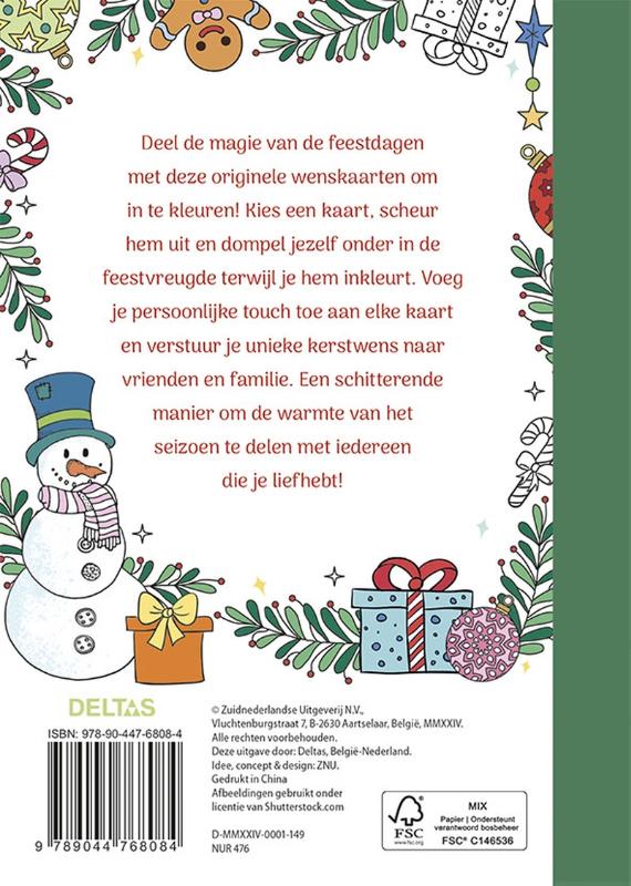 Achterkant van Wenskaarten om in te kleuren - Merry Christmas