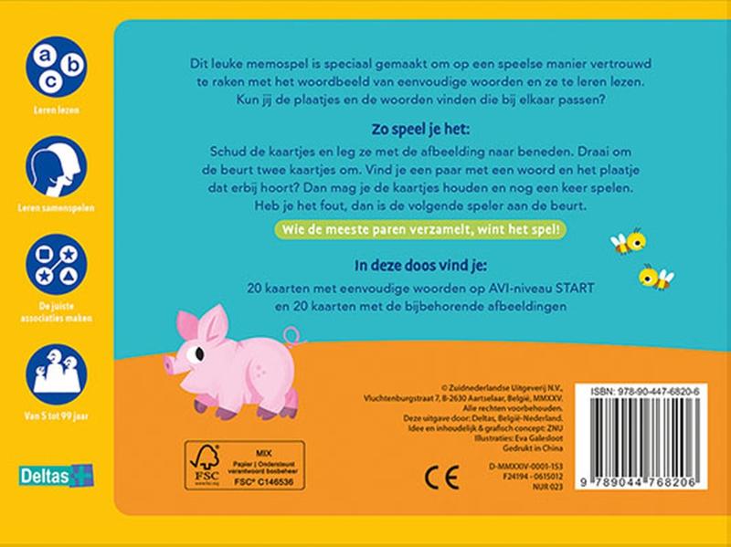 Achterkant van Ik leer lezen! Memo-spel