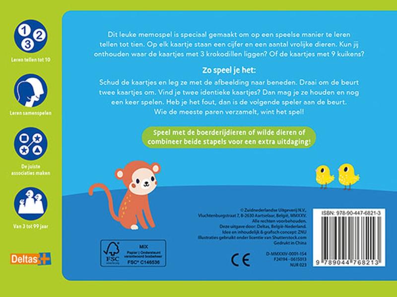 Achterkant van Ik leer tellen tot 10! Memo-spel