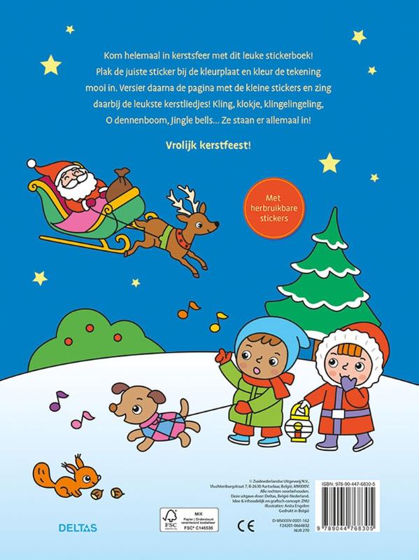 Achterkant van Kleur- en stickerboek Kerstliedjes