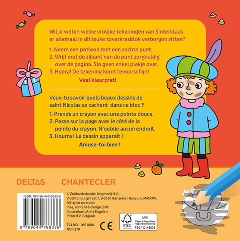 Achterkant van Sinterklaas toverkrasblok / Saint-Nicolas Super Magic Bloc Magique