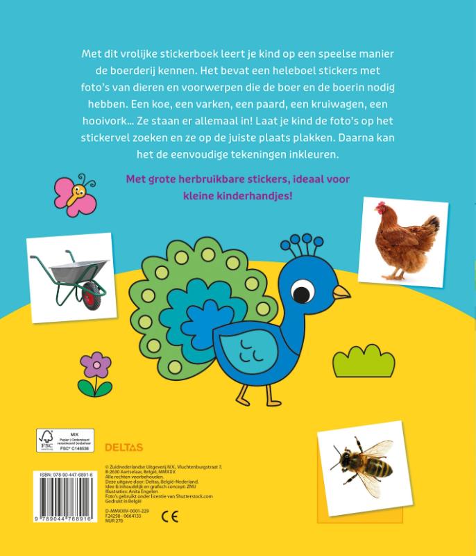 Achterkant van Op de boerderij Stickerboek
