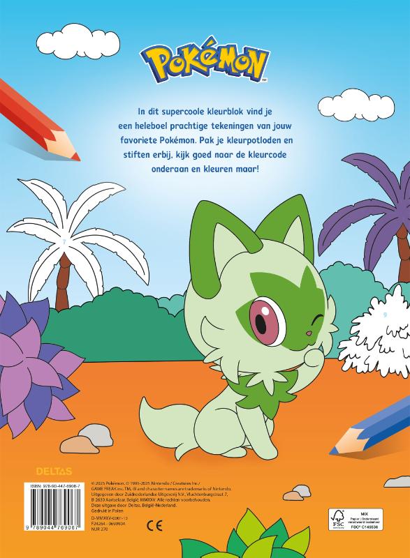 Achterkant van Pokémon Kleuren op nummer