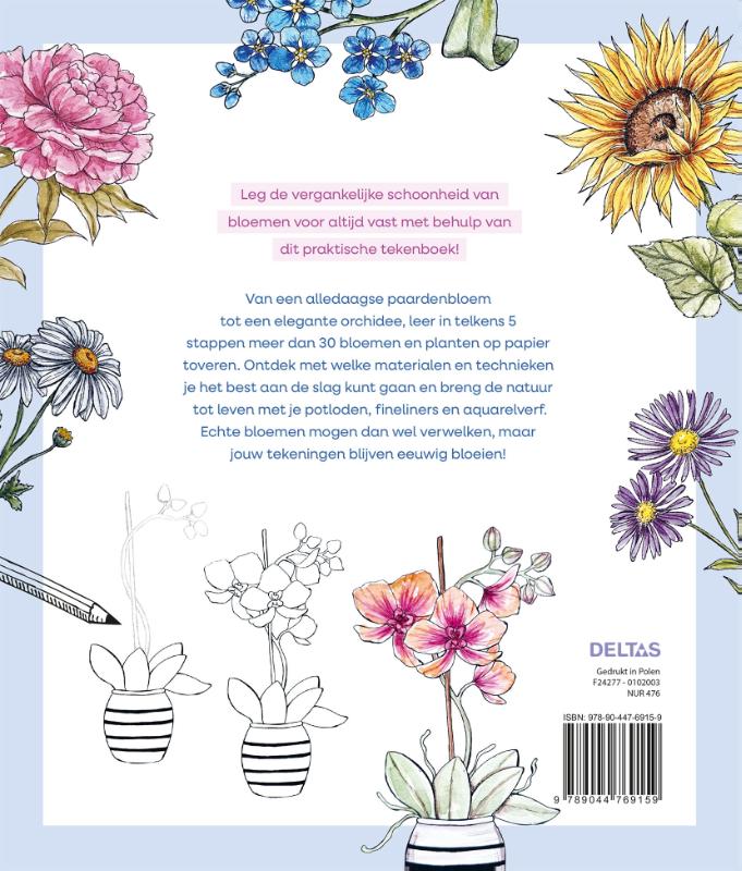 Achterkant van Stap voor stap bloemen leren tekenen