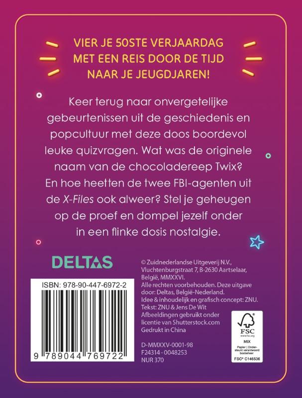 Achterkant van Quiz Hoera 50 jaar!