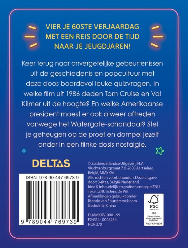 Achterkant van Quiz Hoera 60 jaar!