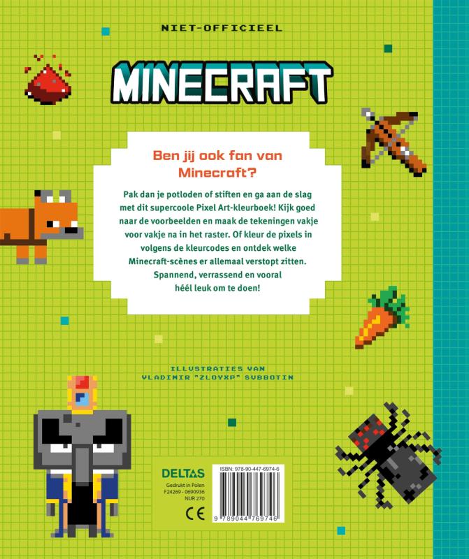 Achterkant van Minecraft pixel kleurpret