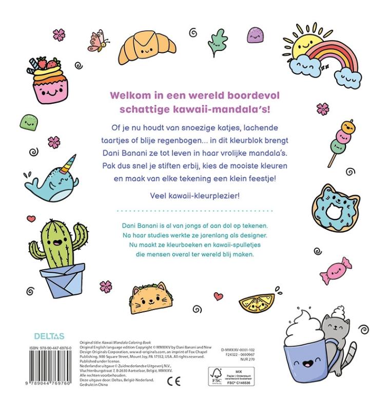 Achterkant van Kawaii Mandala kleurpret