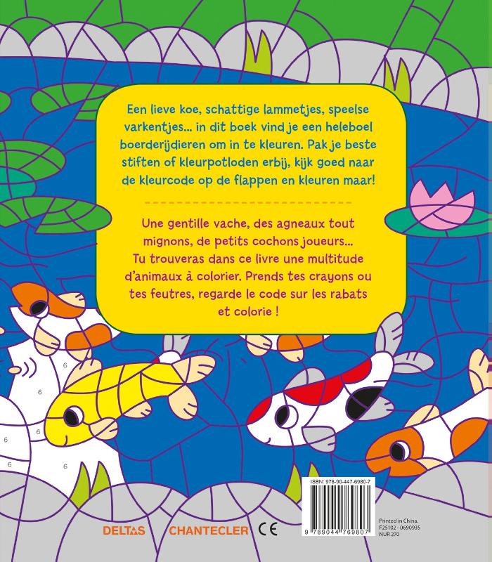 Achterkant van Kleuren op nummer / Les animaux de la ferme - Coloriages codés