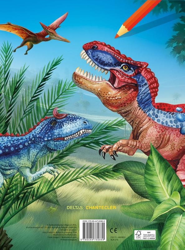 Achterkant van Dino Color kleurblok / Dino Color Bloc de coloriage