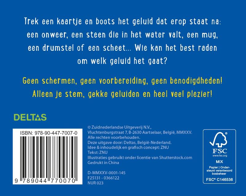 Achterkant van Raad het geluid! - doos met kaarten