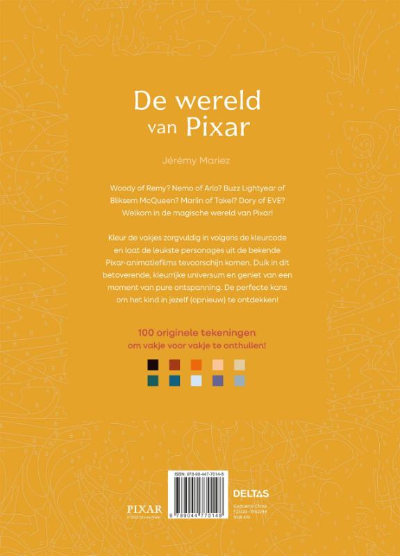 Achterkant van De wereld van Pixar kleuren op nummer voor volwassenen