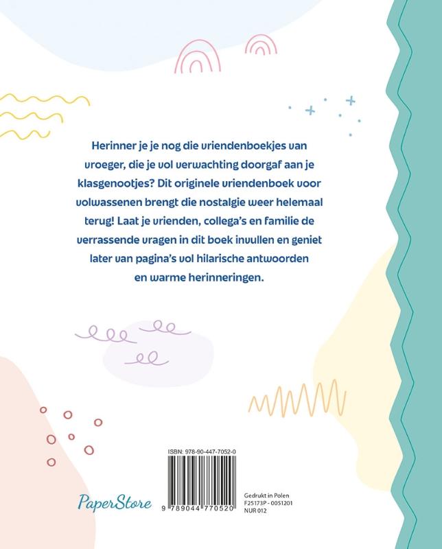 Achterkant van Het enige echte vriendenboek voor volwassenen