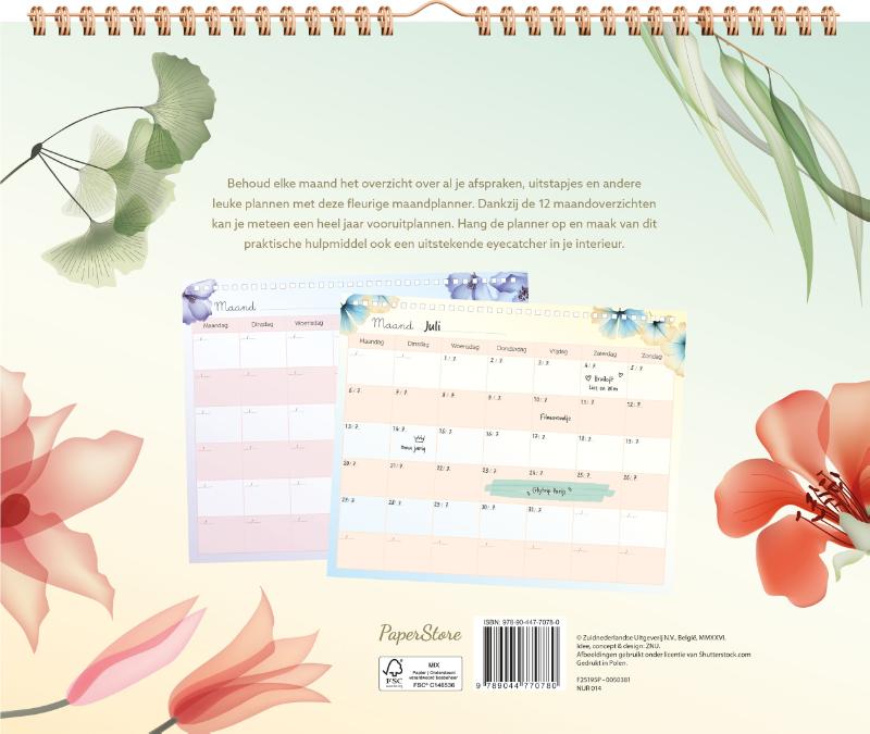 Achterkant van Maandplanner