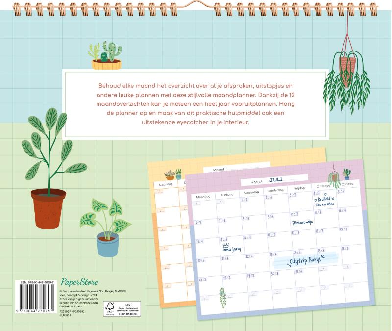 Achterkant van Maandplanner