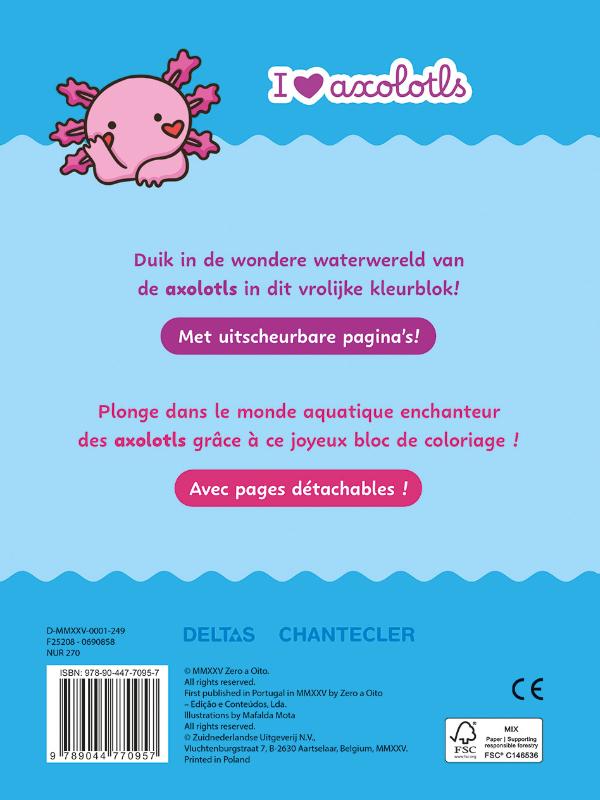 Achterkant van I love Axolotls Color