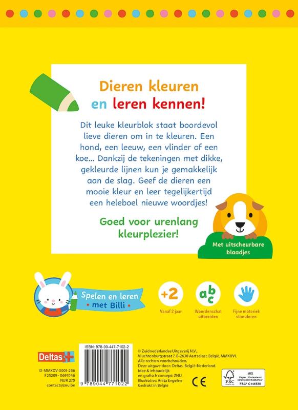 Achterkant van Lieve dieren kleurpret