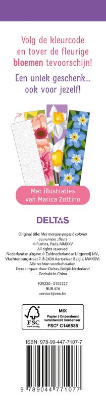 Achterkant van De mooiste kleurboekenleggers Kleuren op nummer - Bloemen