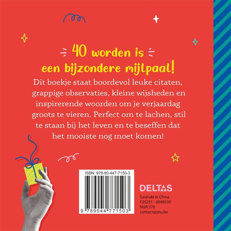 Achterkant van 40 jaar Gefeliciteerd!