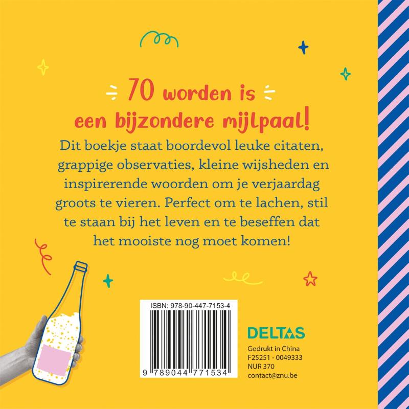 Achterkant van 70 jaar Gefeliciteerd!