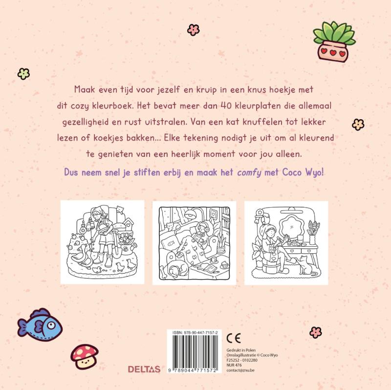 Achterkant van Girl Moments Cute & Comfy kleurboek Coco Wyo
