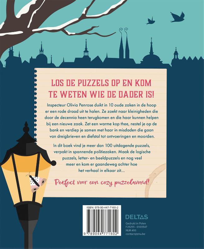 Achterkant van Cozy Crime puzzelboek