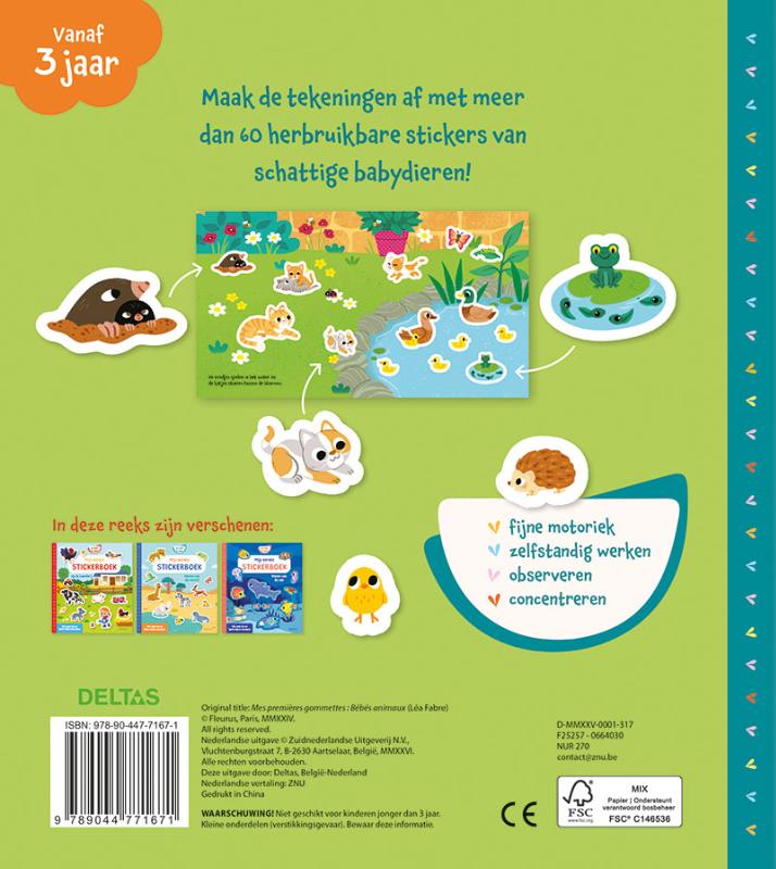 Achterkant van Mijn eerste stickerboek Babydieren
