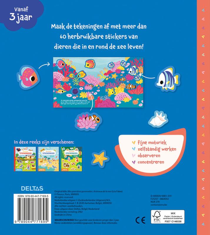Achterkant van Mijn eerste stickerboek Dieren van de zee