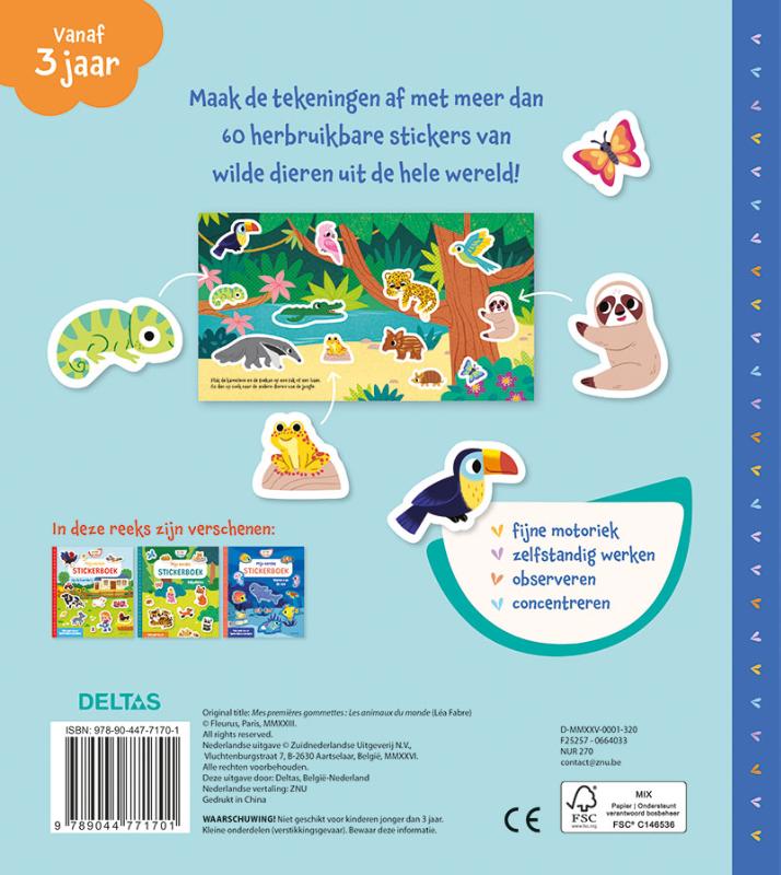 Achterkant van Mijn eerste stickerboek Dieren van de wereld