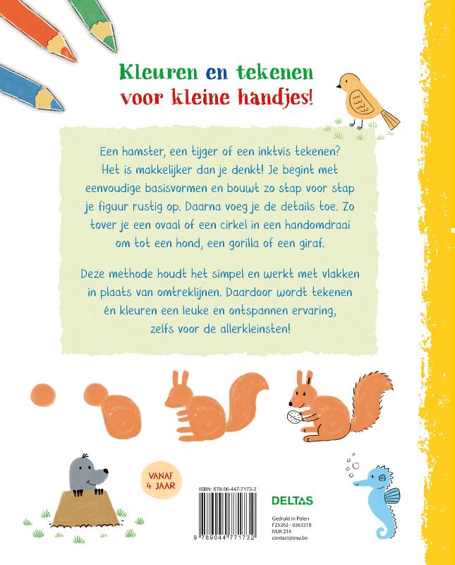 Achterkant van Mijn eerste tekenboek Vrolijke dieren