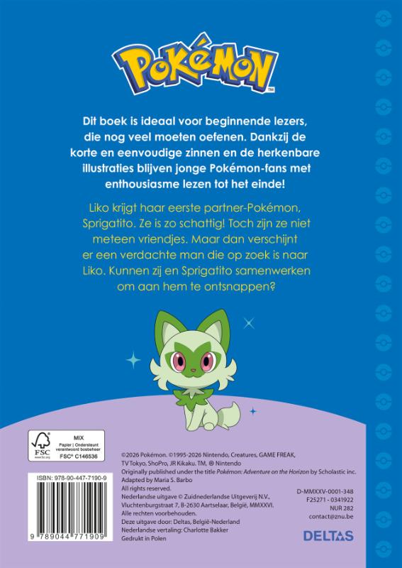 Achterkant van Pokémon eerste leespret - De eerste schooldag van Liko