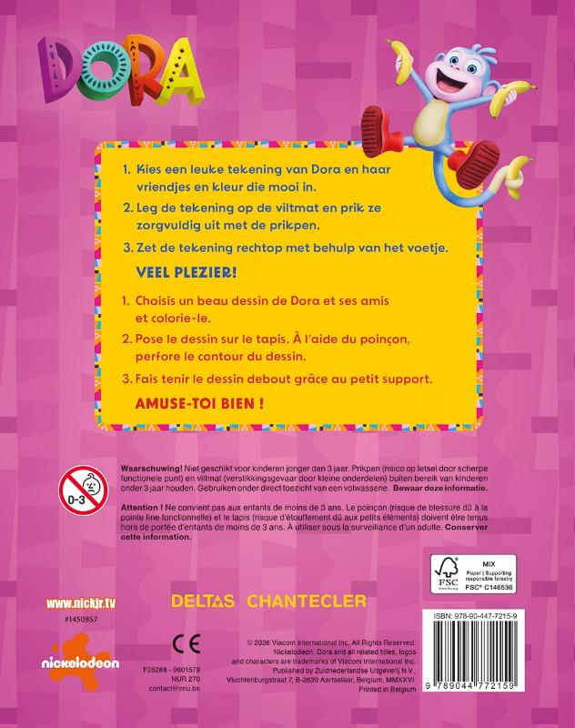 Achterkant van Dora Prikblok / Dora Bloc à perforer