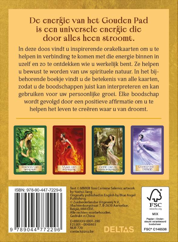 Achterkant van De wijsheid van het gouden pad - Boek en orakelkaarten