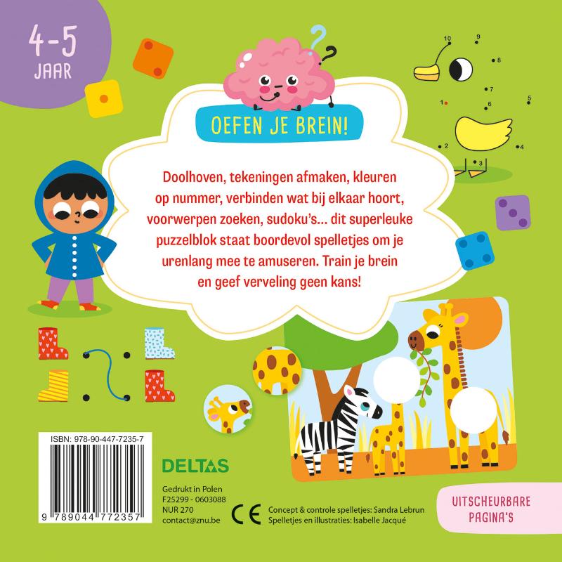 Achterkant van Oefen je brein! Leerrijke spelletjes 4-5 jaar