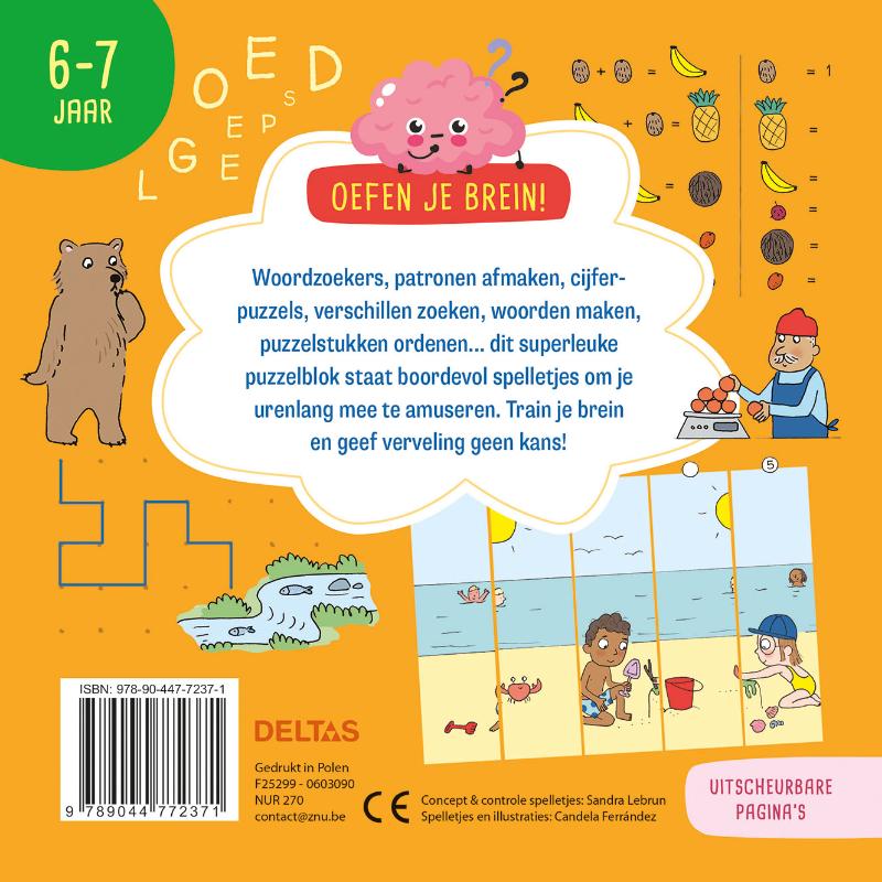 Achterkant van Oefen je brein! Leerrijke spelletjes 6-7 jaar