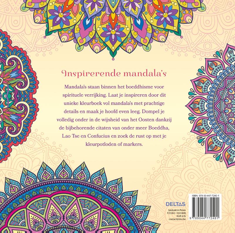 Achterkant van Mandala kleuren voor volwassenen